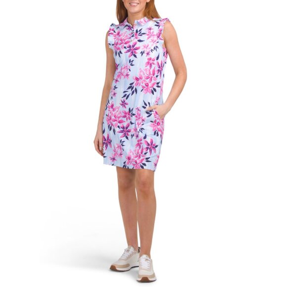G LIFESTYLE Bamboo Upf 50 Short Sleeve Polo Mini Dress With Shorts - Picture 1 of 2